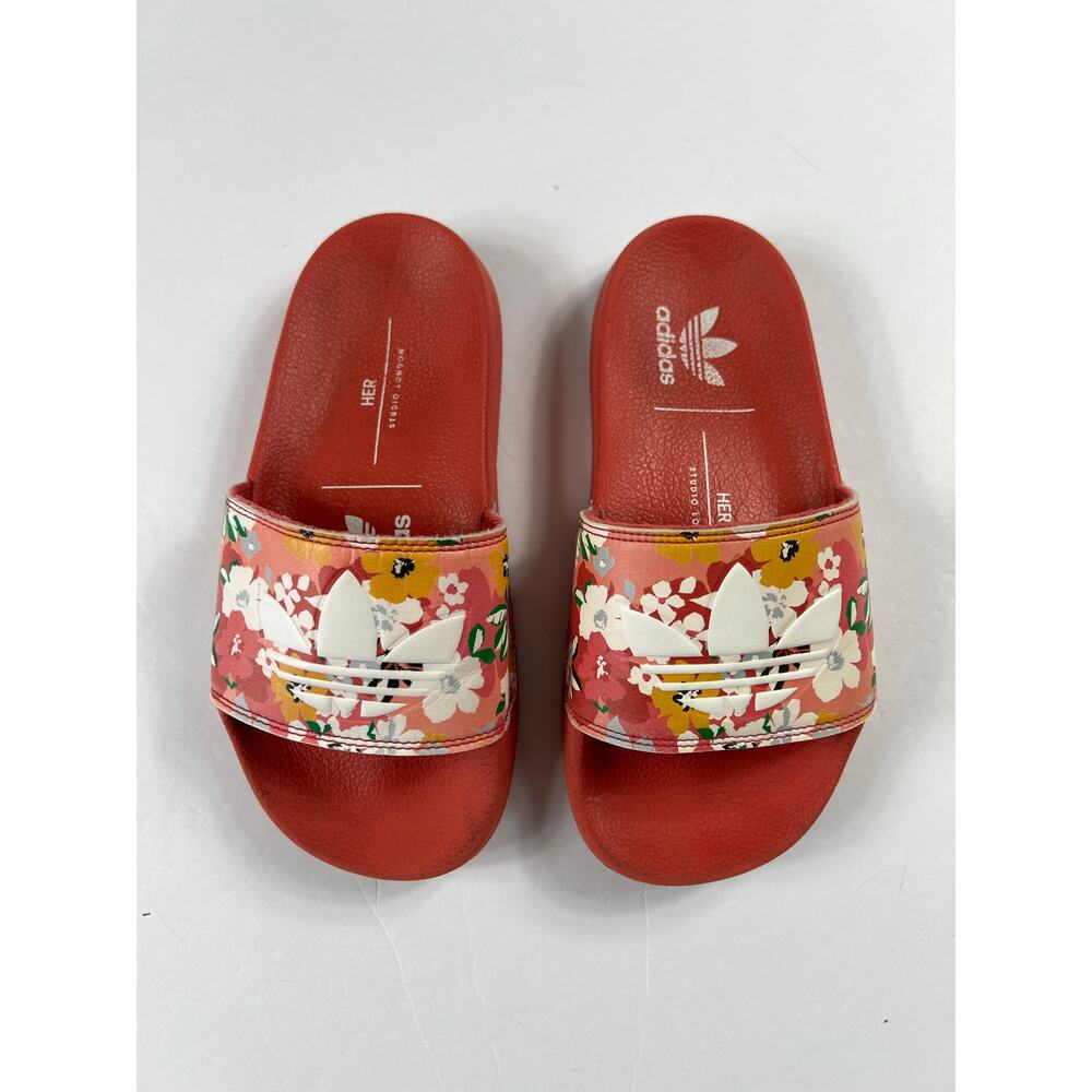 Adidas Kid's Adilette Lite Slides - Hazy Rose / Cloud White size 3 Big Kid - Picture 2 of 7